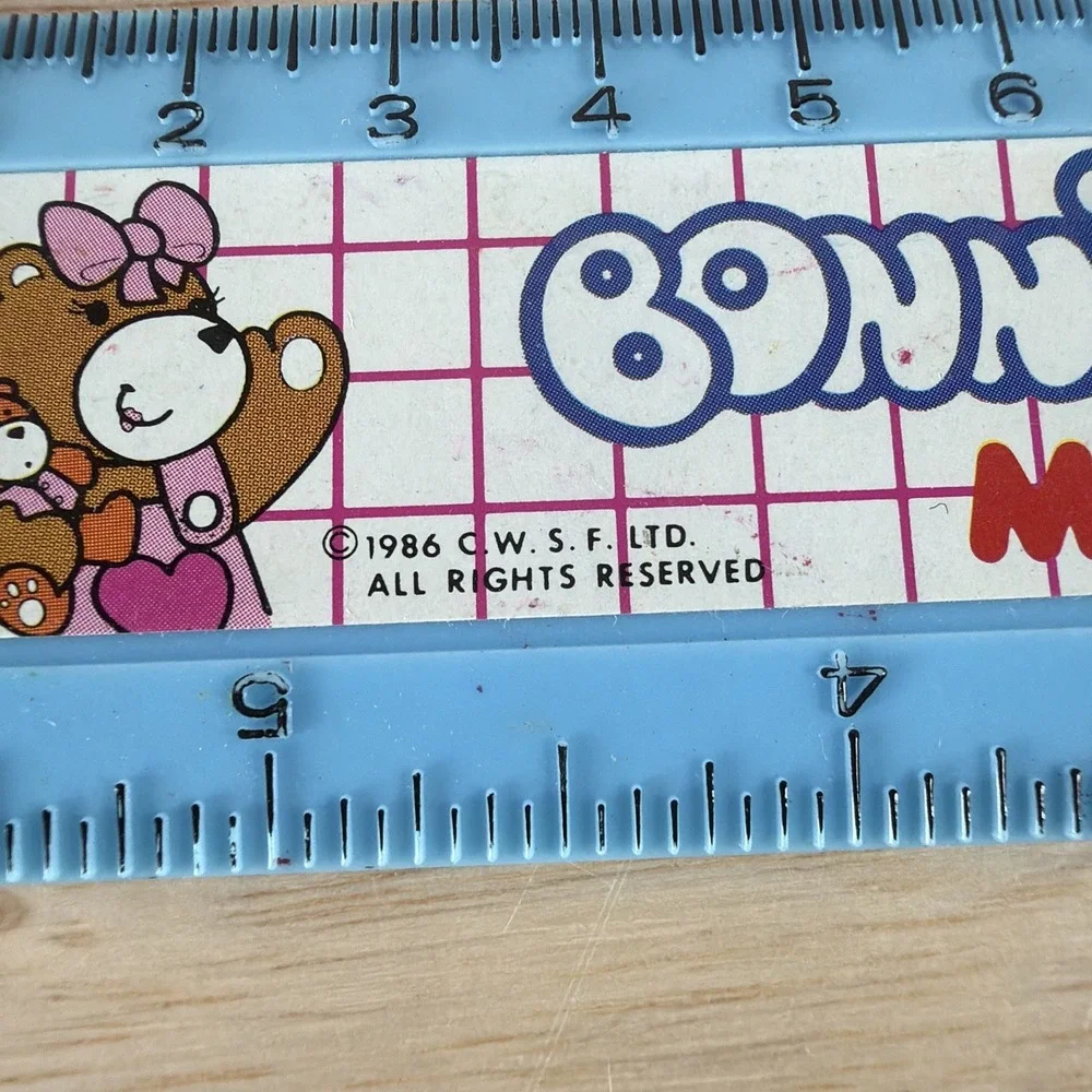 Vintage 1983 Bonnie & Bernie Bear RARE Mini Blue Plastic Rulers 1985 1986